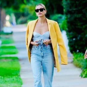 Oversized Yellow Linen Blazer